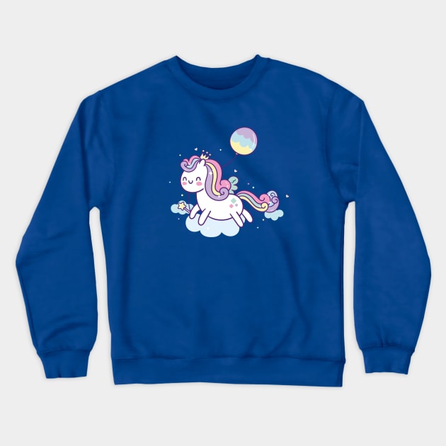 Kawaii Rainbow Unicorn Pony Cute Magic Horse Crewneck Sweatshirt by RetroGeek